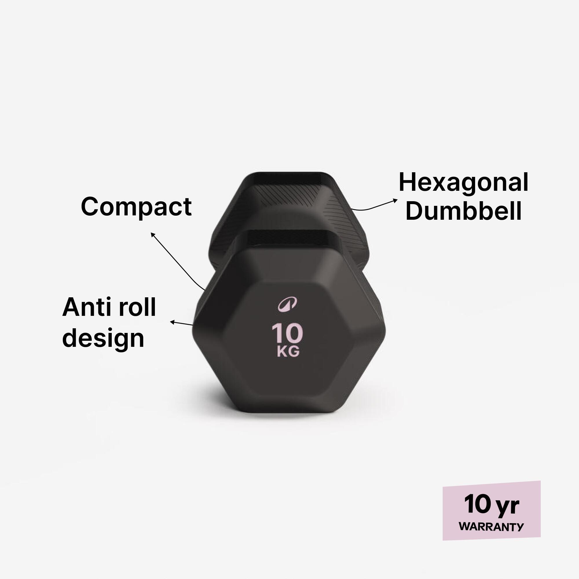 Hex Dumbbell Cross Training and Weight Training 10kg, black 4/8