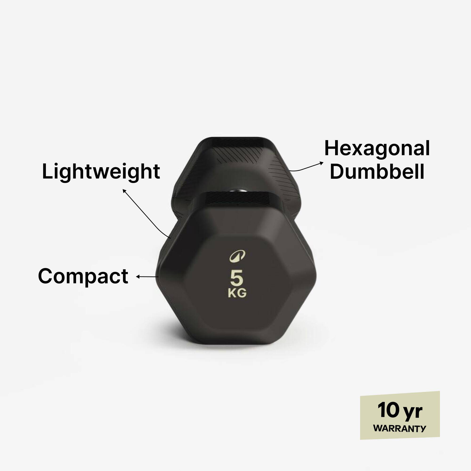 Hex Dumbbell for Cross Training and Weight Training 5 kg - Black -  4