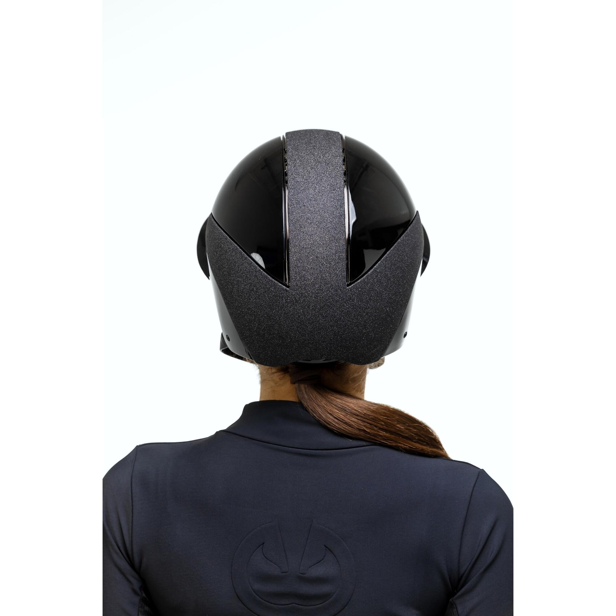 Kask jeździecki z szerokim daszkiem Glossy brokatowy Equus
