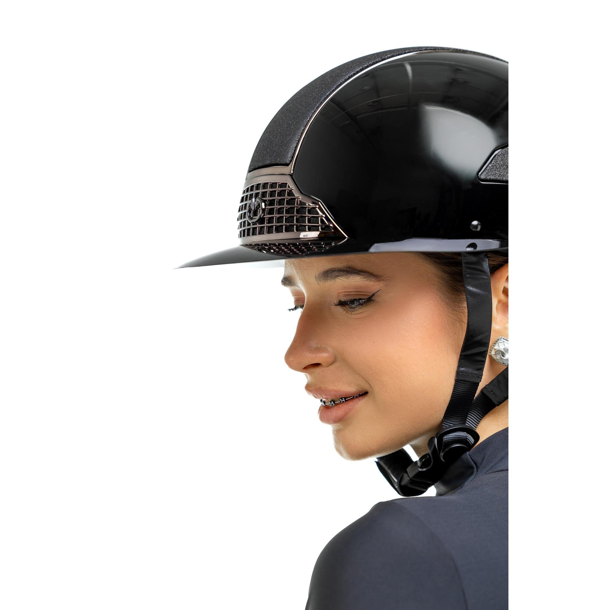 Kask jeździecki z szerokim daszkiem Glossy brokatowy Equus 4/4