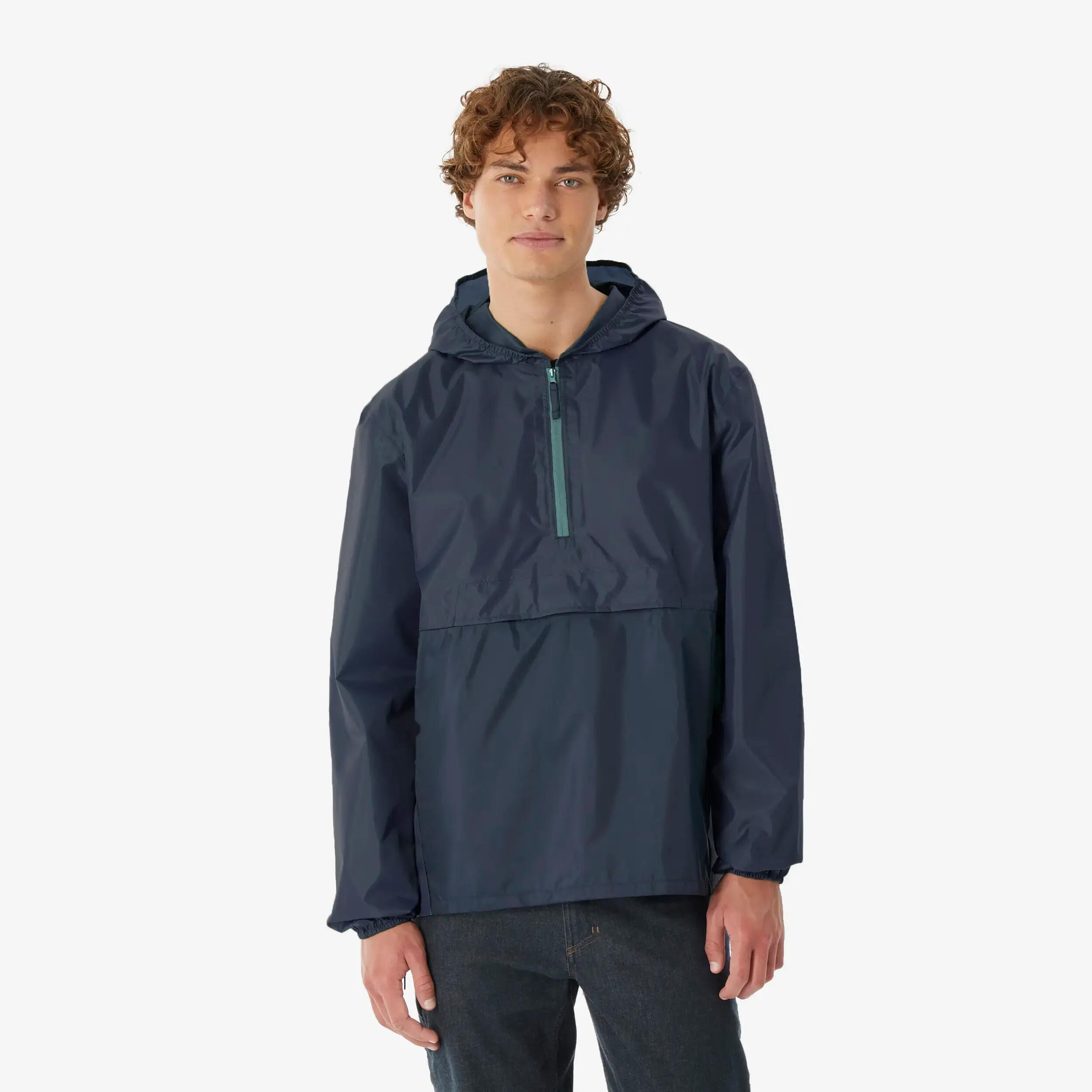 Men’s windproof and waterproof hiking jacket, Raincut 1/2 Zip - Brown -  1