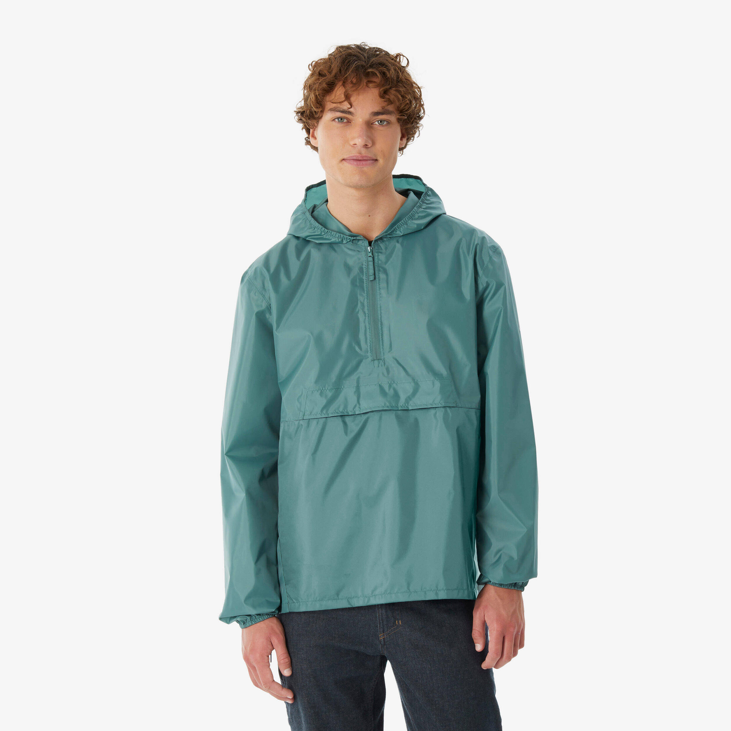 Men’s windproof and waterproof hiking jacket, Raincut 1/2 Zip - Green -  1