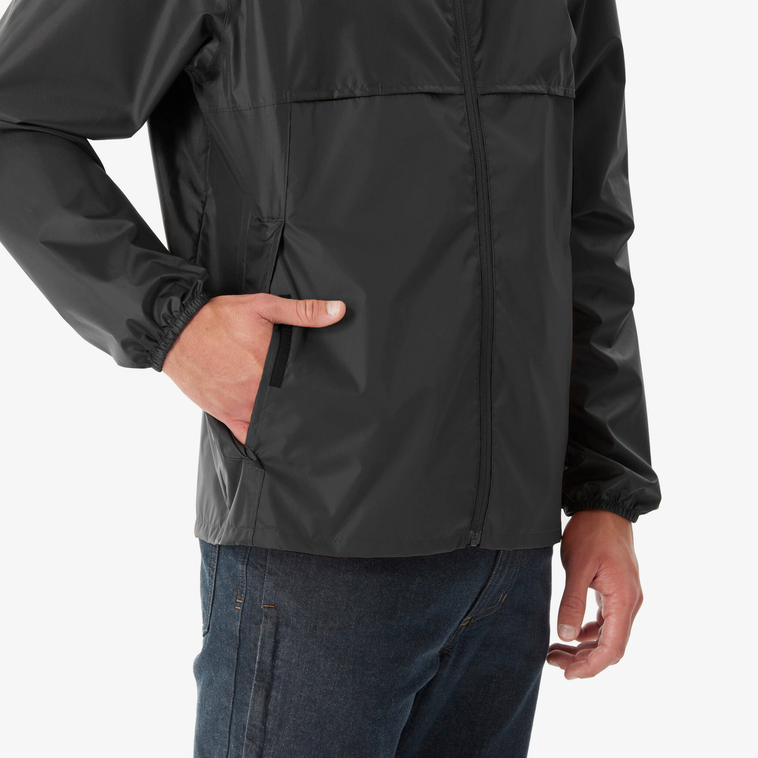 Men’s waterproof and windproof hiking jacket, Raincut Full Zip - Grey -  5