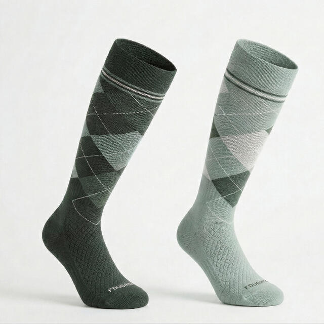 Reitsocken 500 Damen/Herren kariert grün