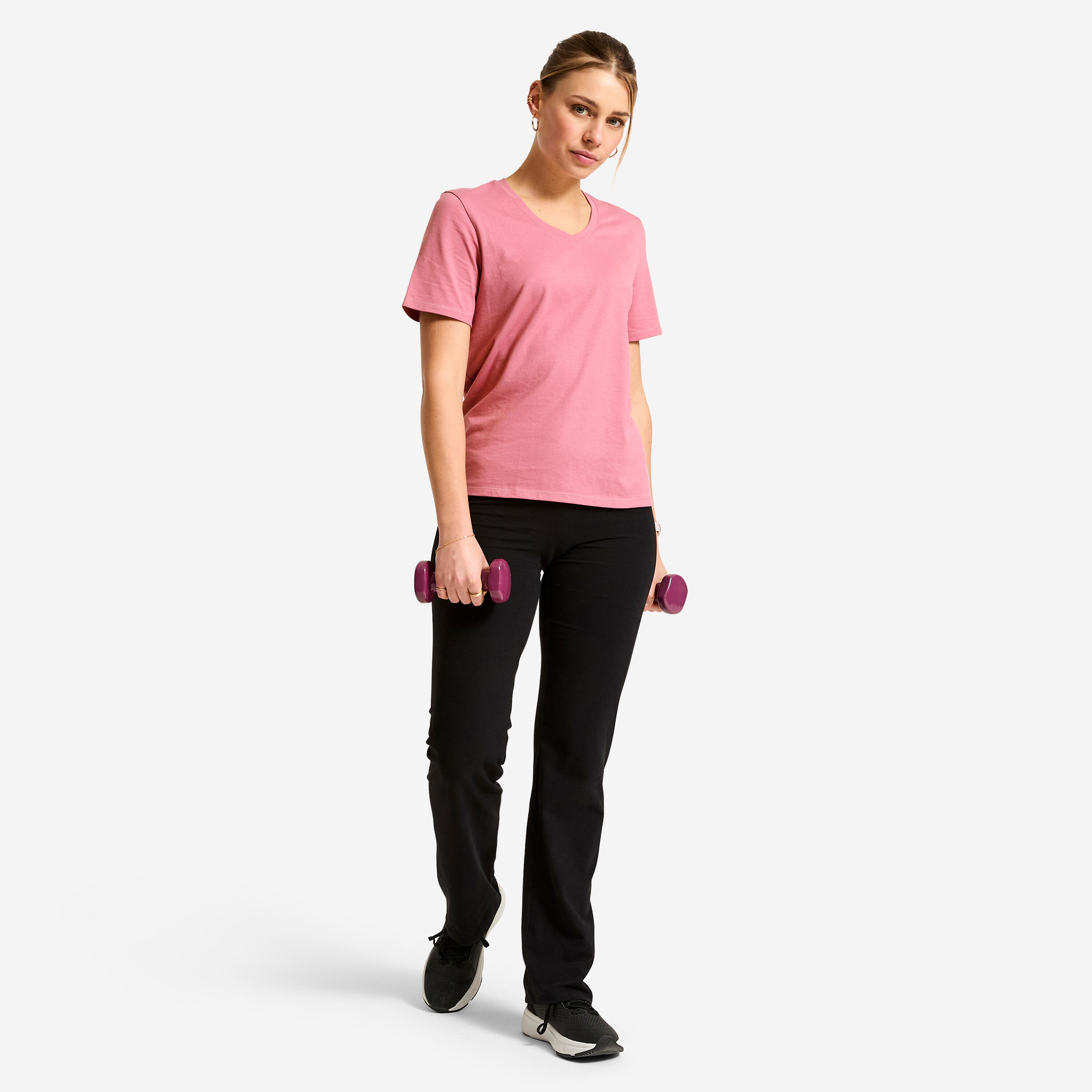 Camiseta Mujer Rosa Viejo Coolmax Cuello V 2/8