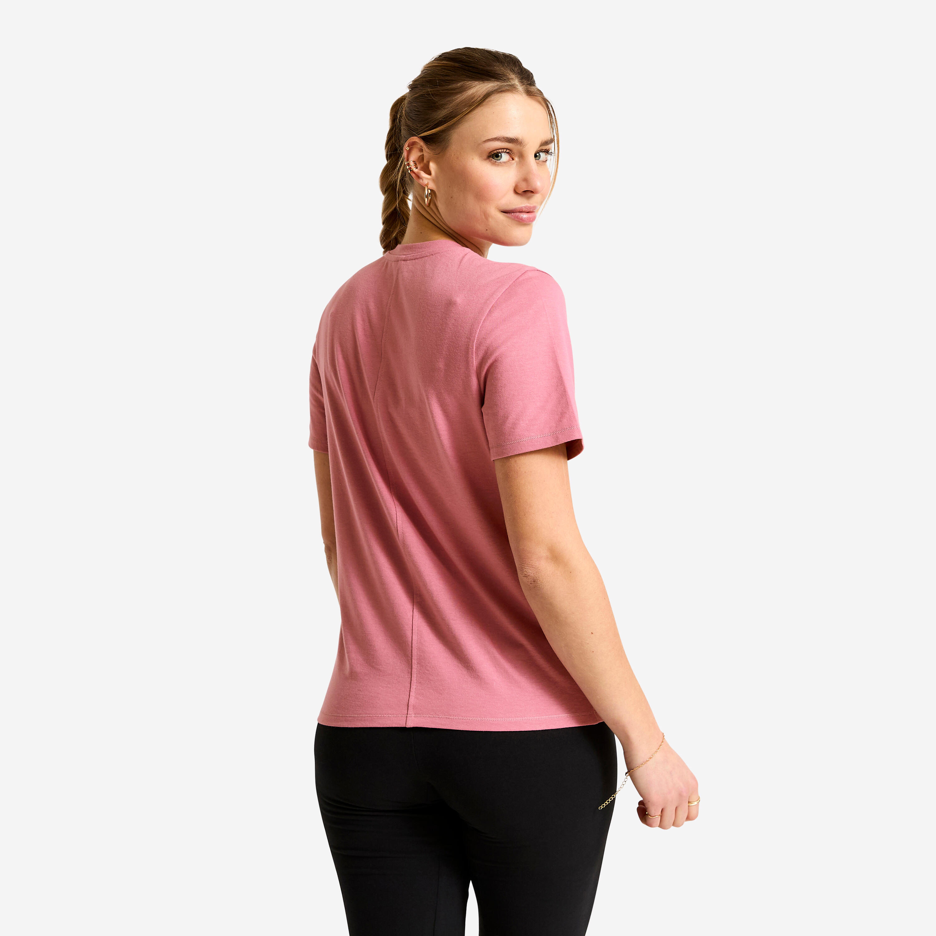 Camiseta Mujer Rosa Viejo Coolmax Cuello V 3/8