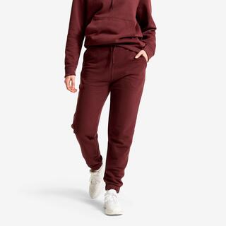 Women's Straight-Fit Cotton Trackpants, Joggers - Maroon