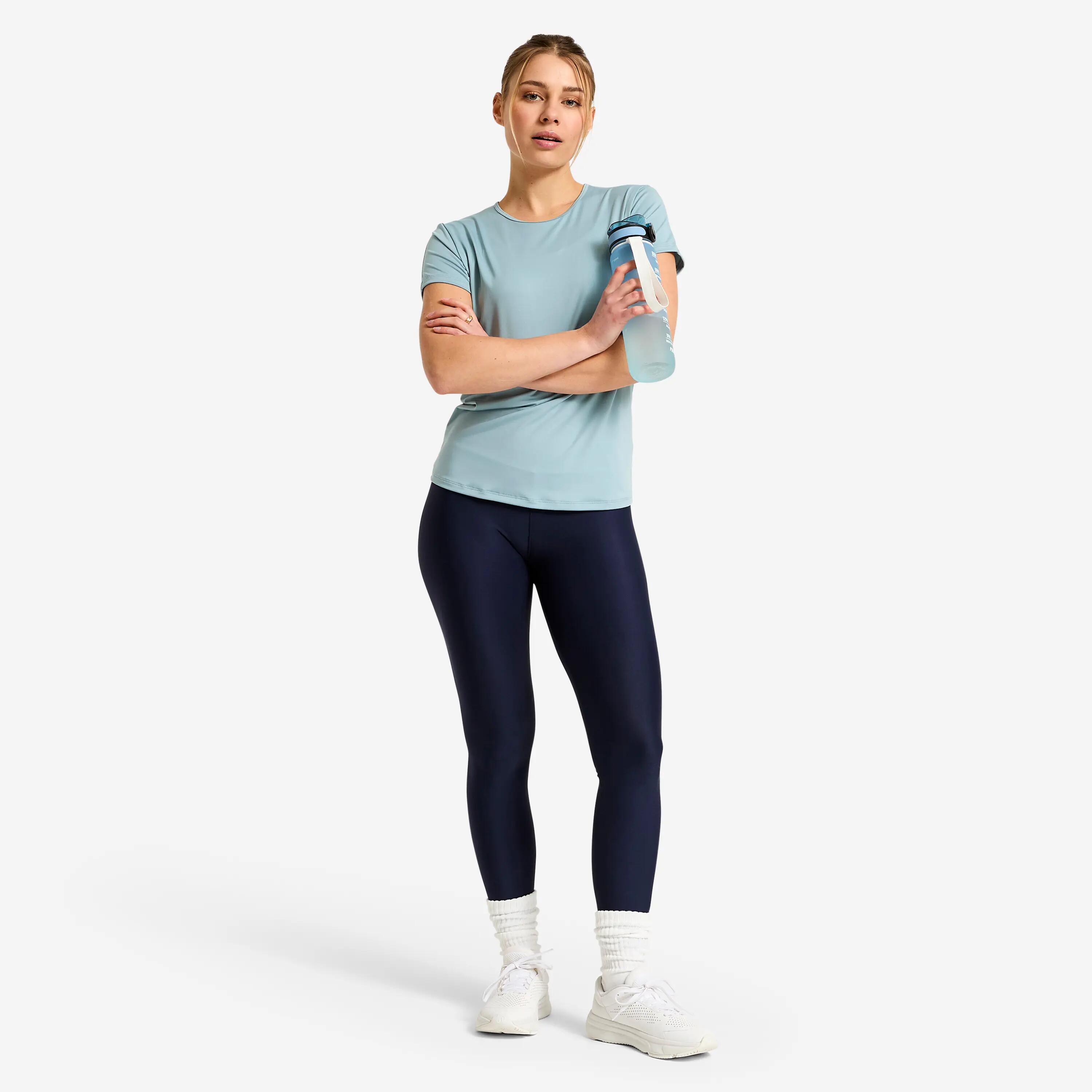 Legginsy sportowe damskie Domyos wysoki stan 2/7