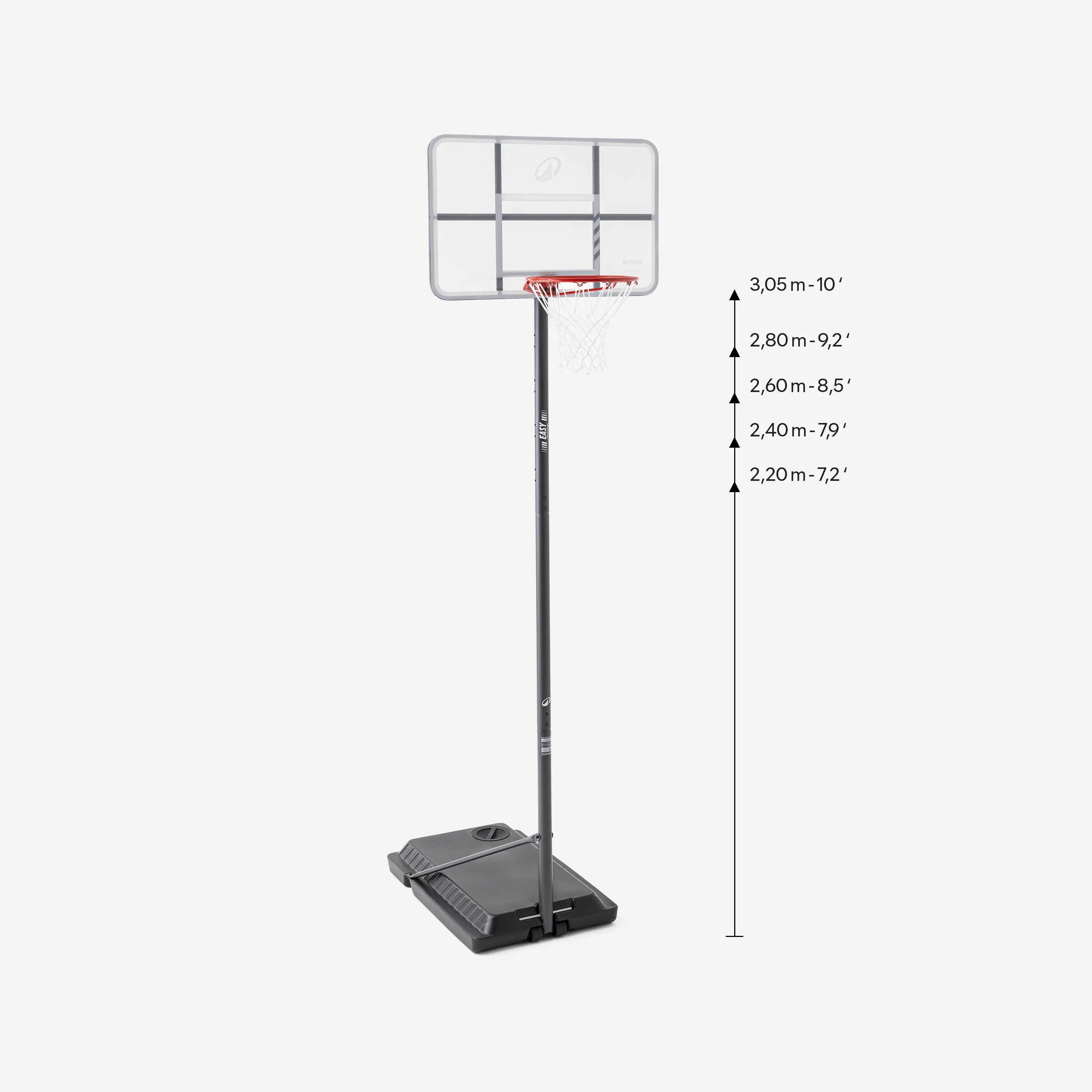 Basketball hoop, adjustable from 2.20 m to 3.05 m, heavy-duty, Training -  3