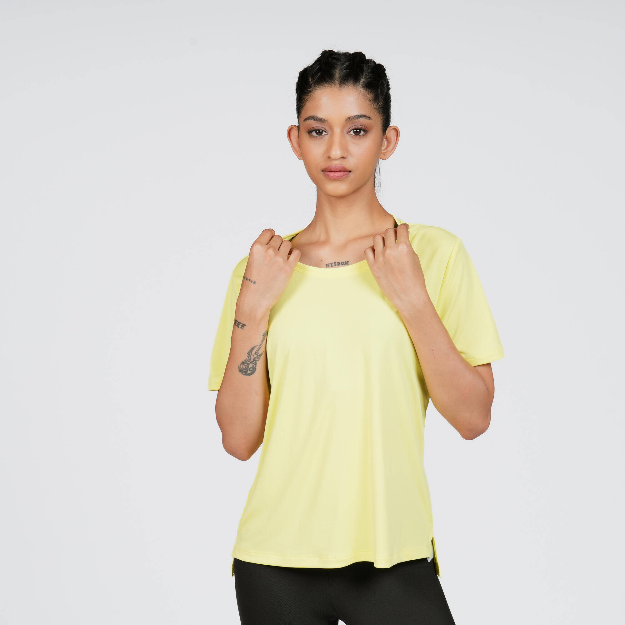 Women's Short-Sleeved Fitness T-Shirt - Khaki Green -  1