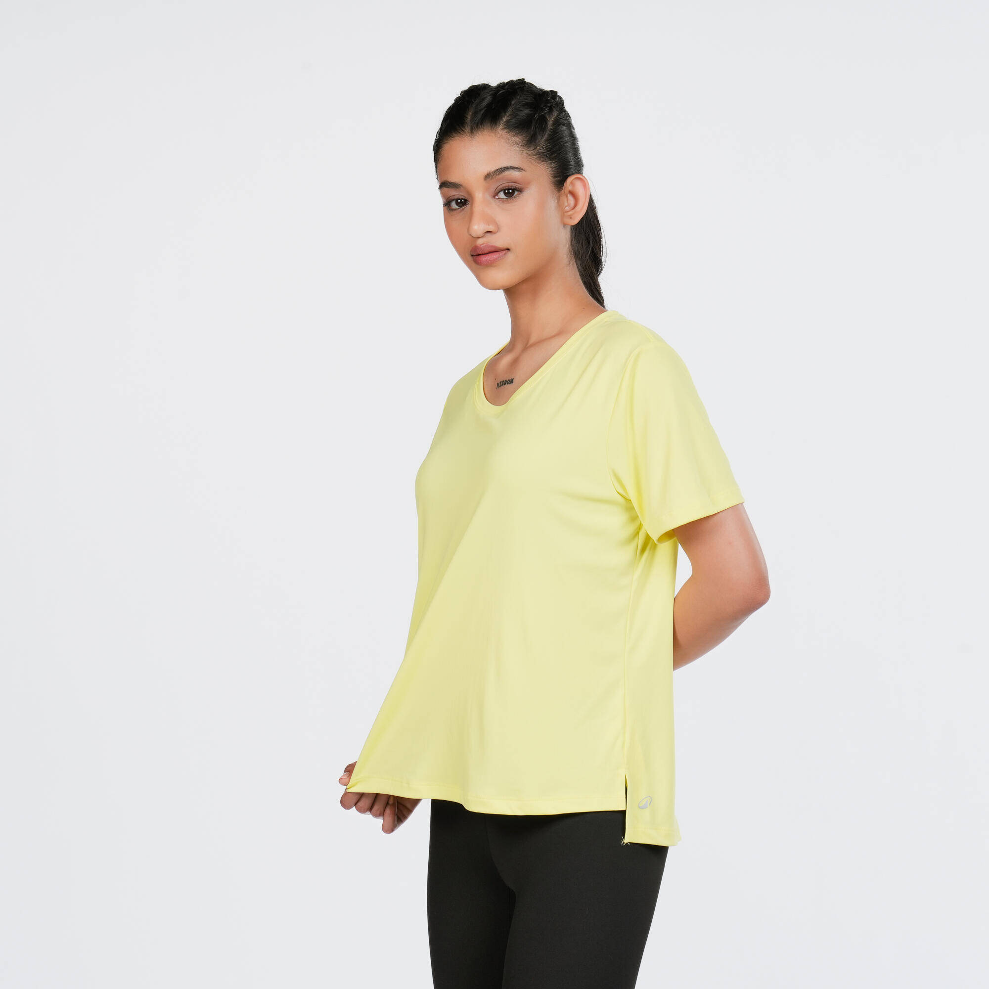 Women's Short-Sleeved Fitness T-Shirt - Khaki Green -  2