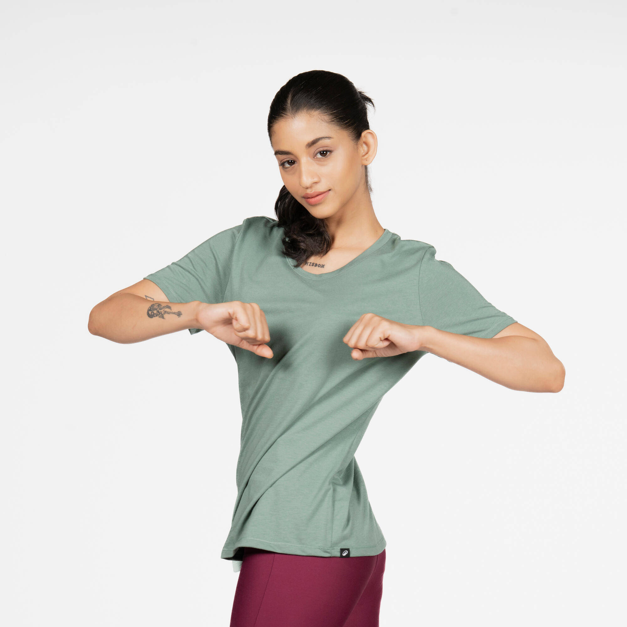 Women's Short-Sleeved T-Shirt Coolmax - Sage Green -  3