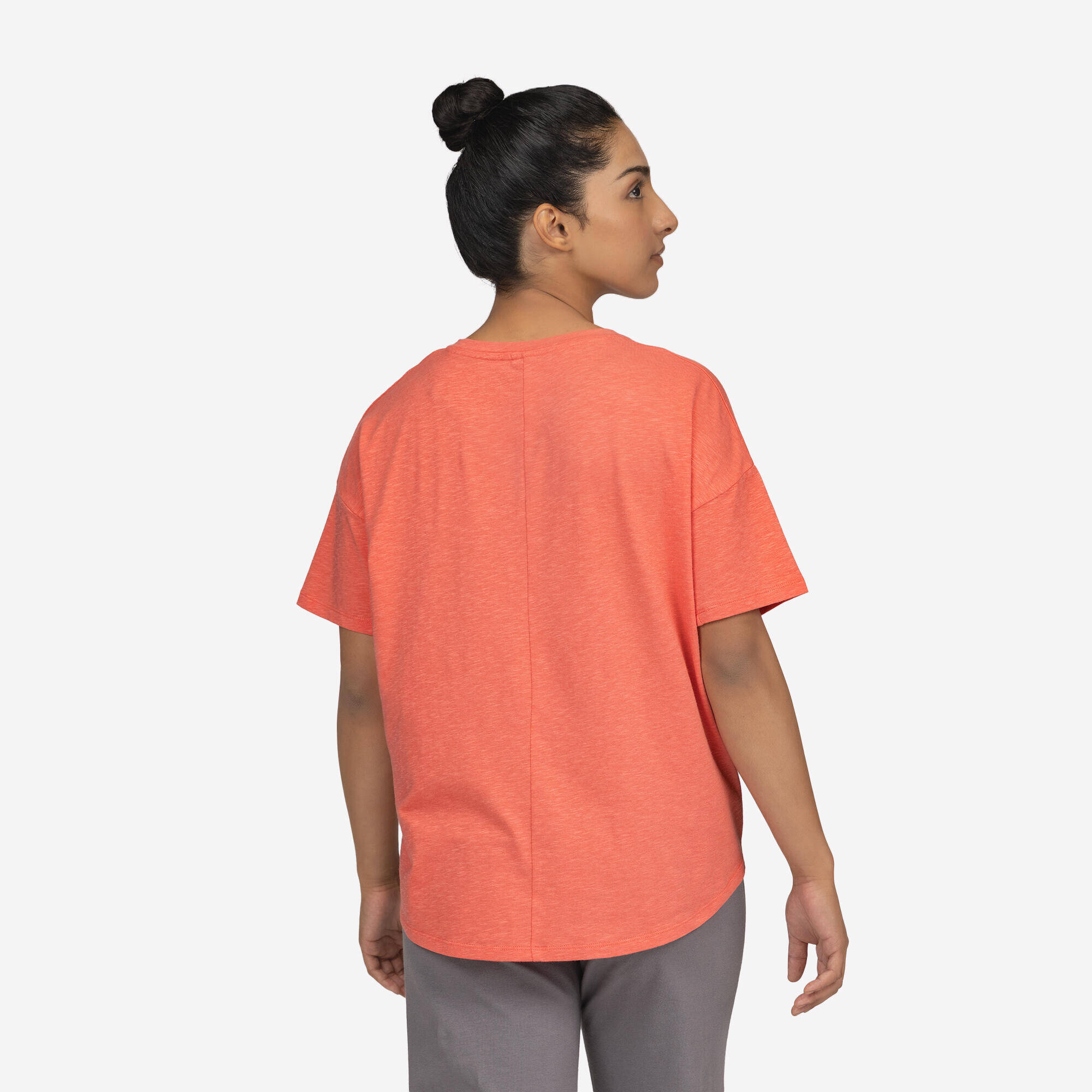Women's Short-Sleeved Yoga T-Shirt - Wengé Brown -  5