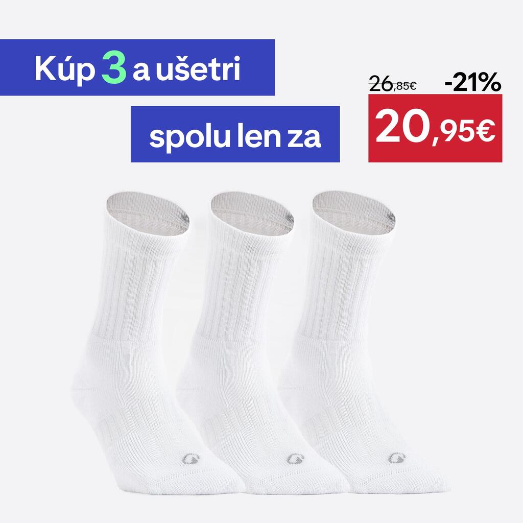 Tenisové ponožky RS 500 vysoké 3 páry biele