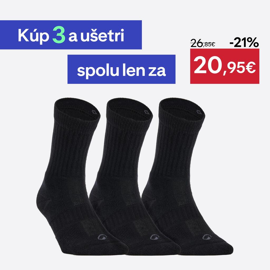 Tenisové ponožky RS 500 vysoké 3 páry čierne