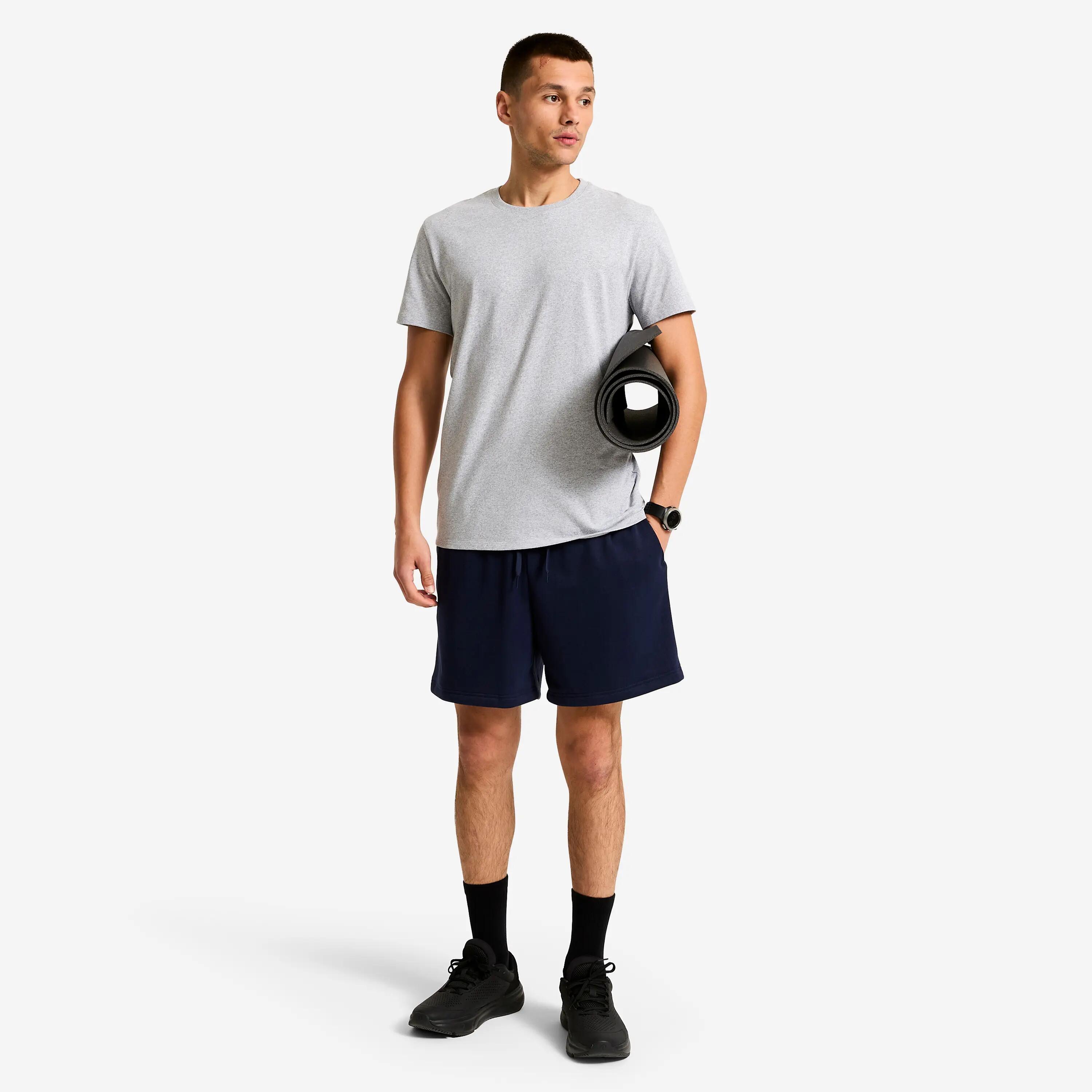 Pantaloncini corti uomo palestra regular fit traspiranti con tasche blu 2/9