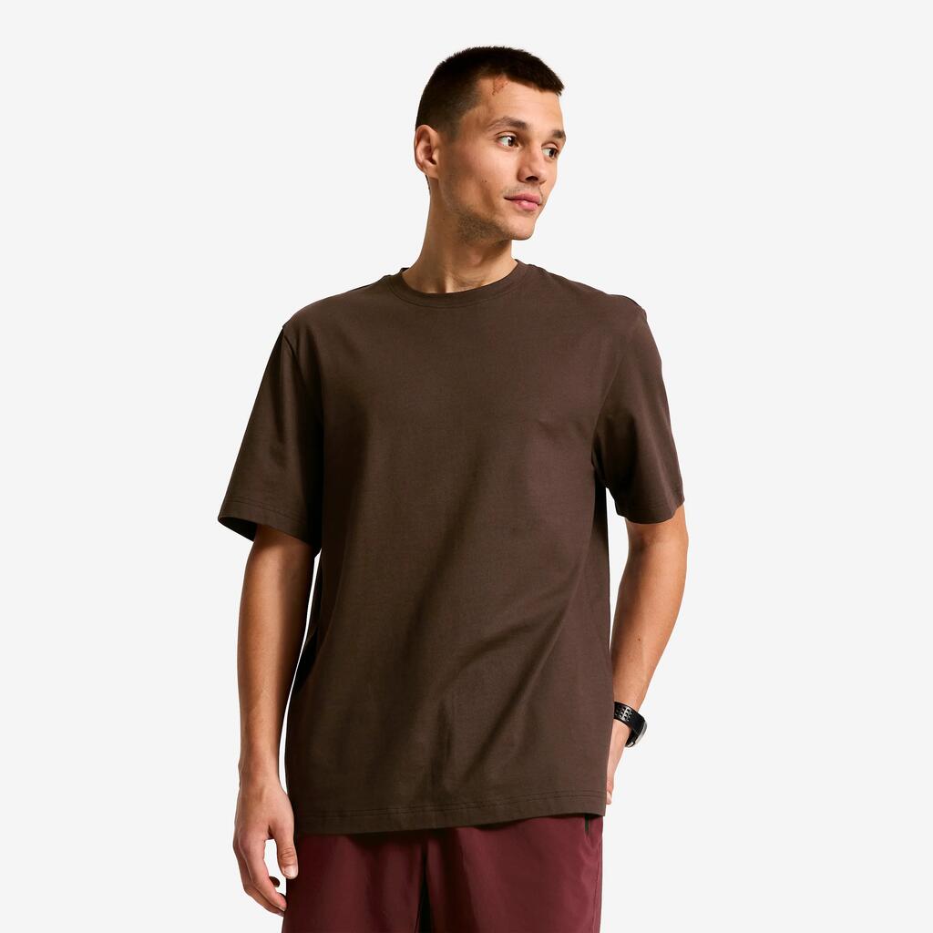 Men's sports T-shirt, regular-fit cotton, brown