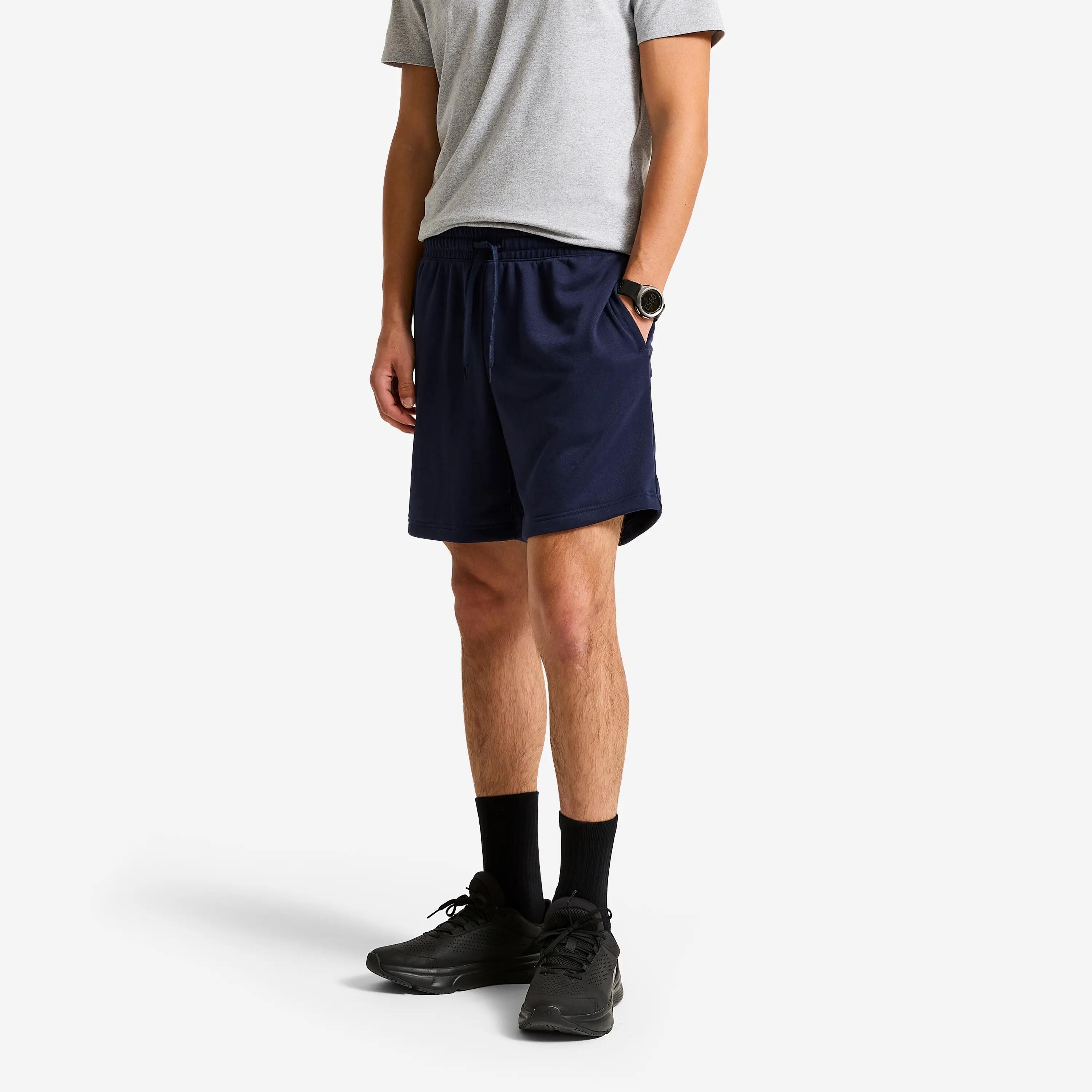 Pantaloncini corti uomo palestra regular fit traspiranti con tasche blu 4/9