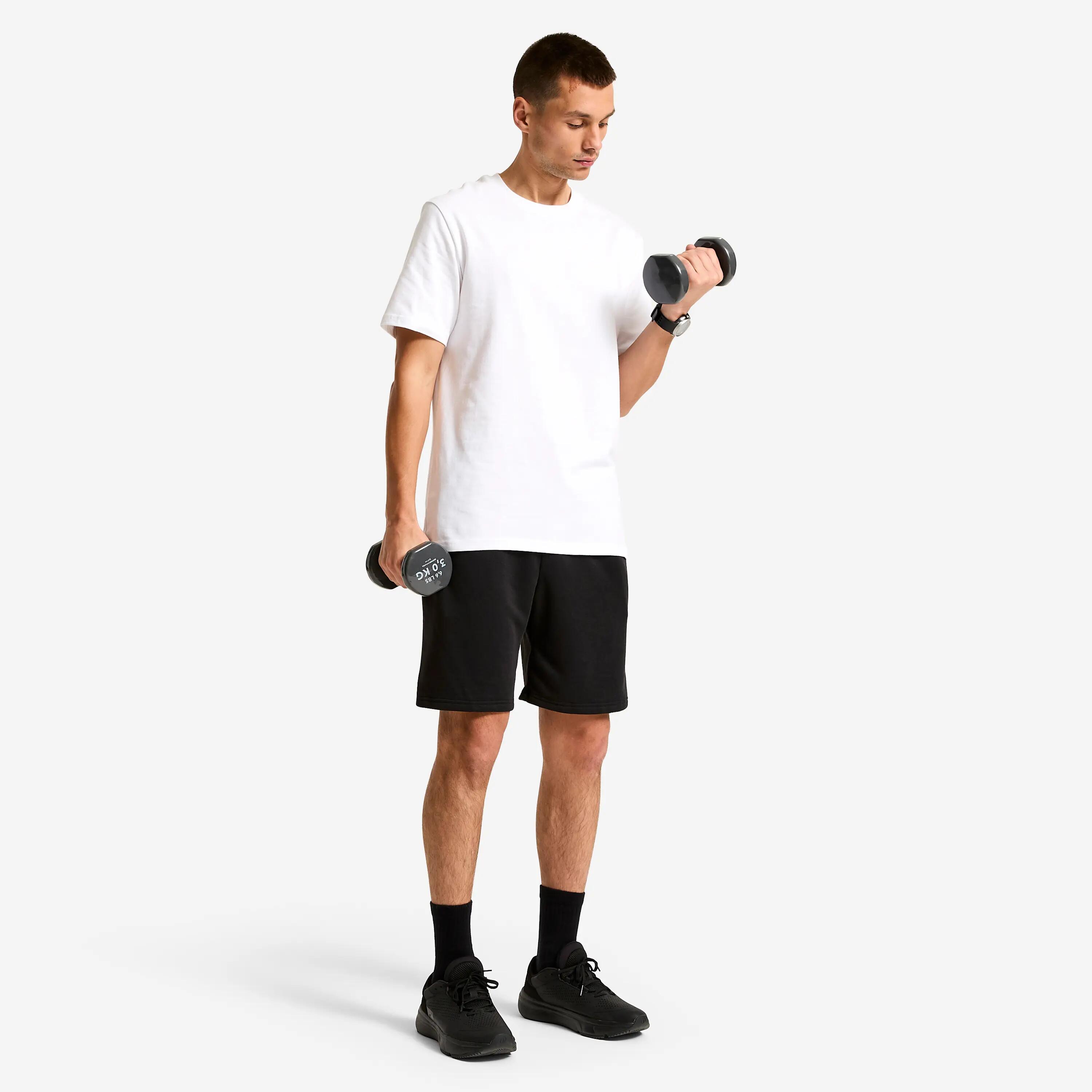 Pantalón Corto Fitness Essential Hombre Negro Bolsillos 2/4