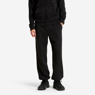 Pantaloni tuta uomo regular fit felpati neri