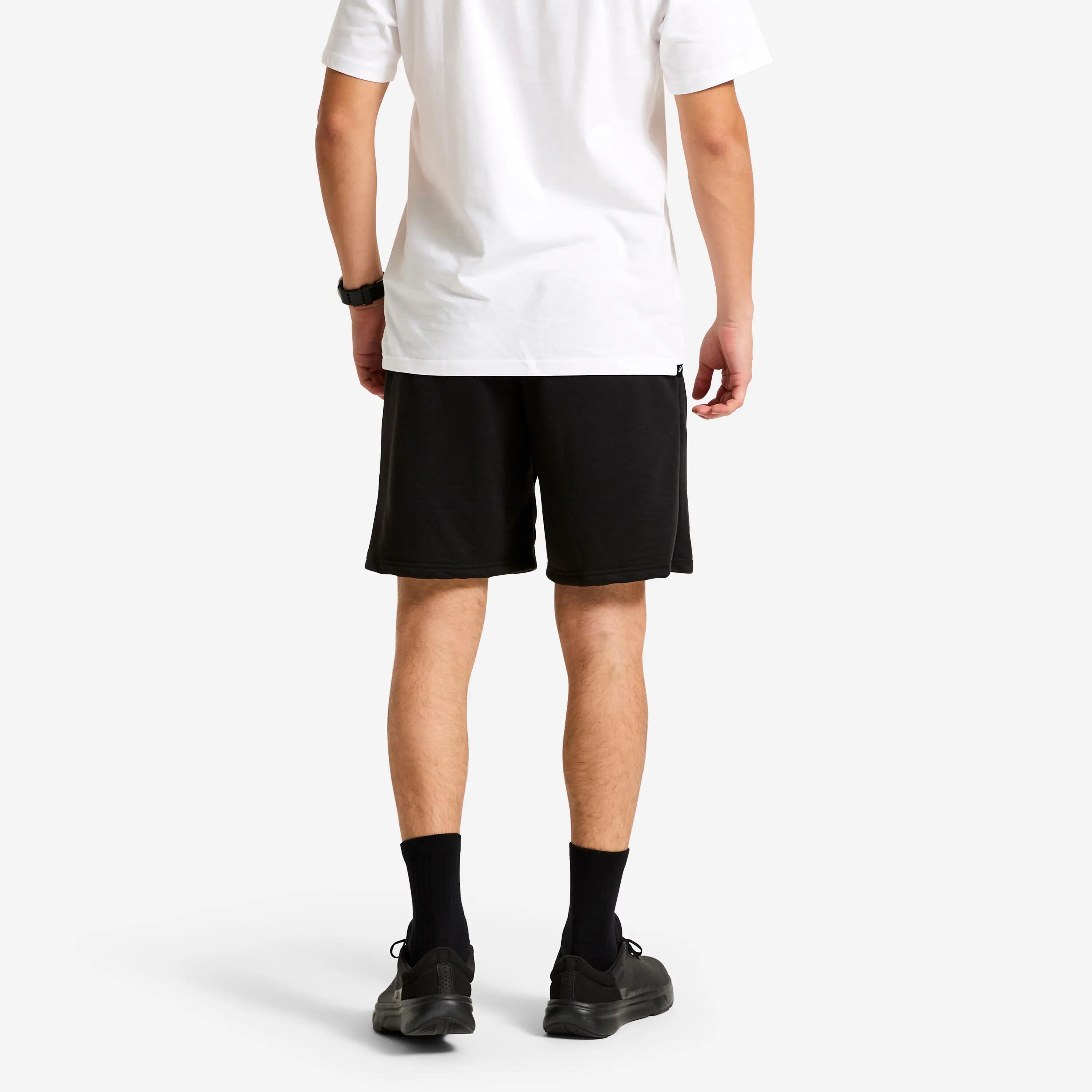 Pantalón Corto Fitness Essential Hombre Negro Bolsillos 3/4