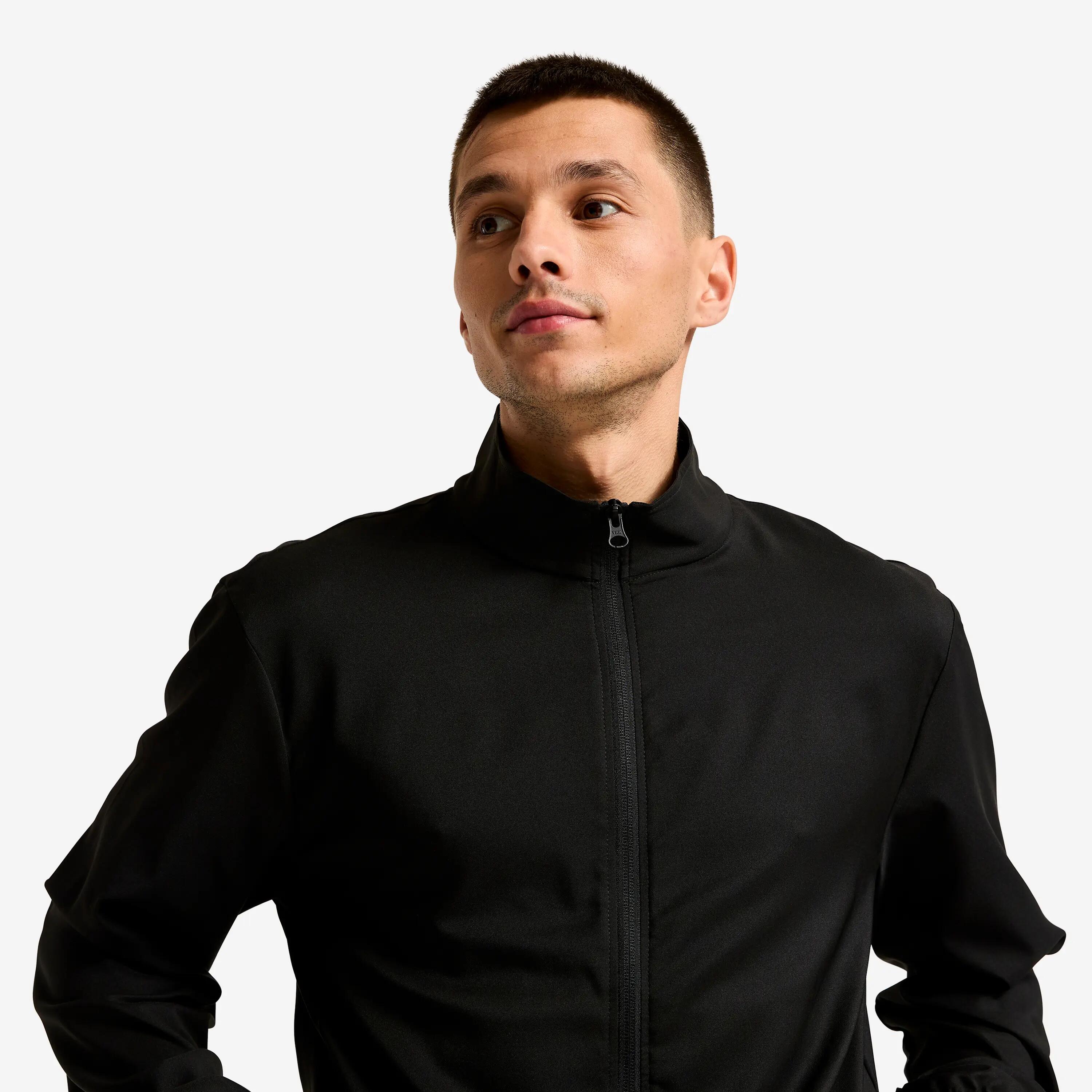 Felpa uomo palestra con zip leggera nera 3/9