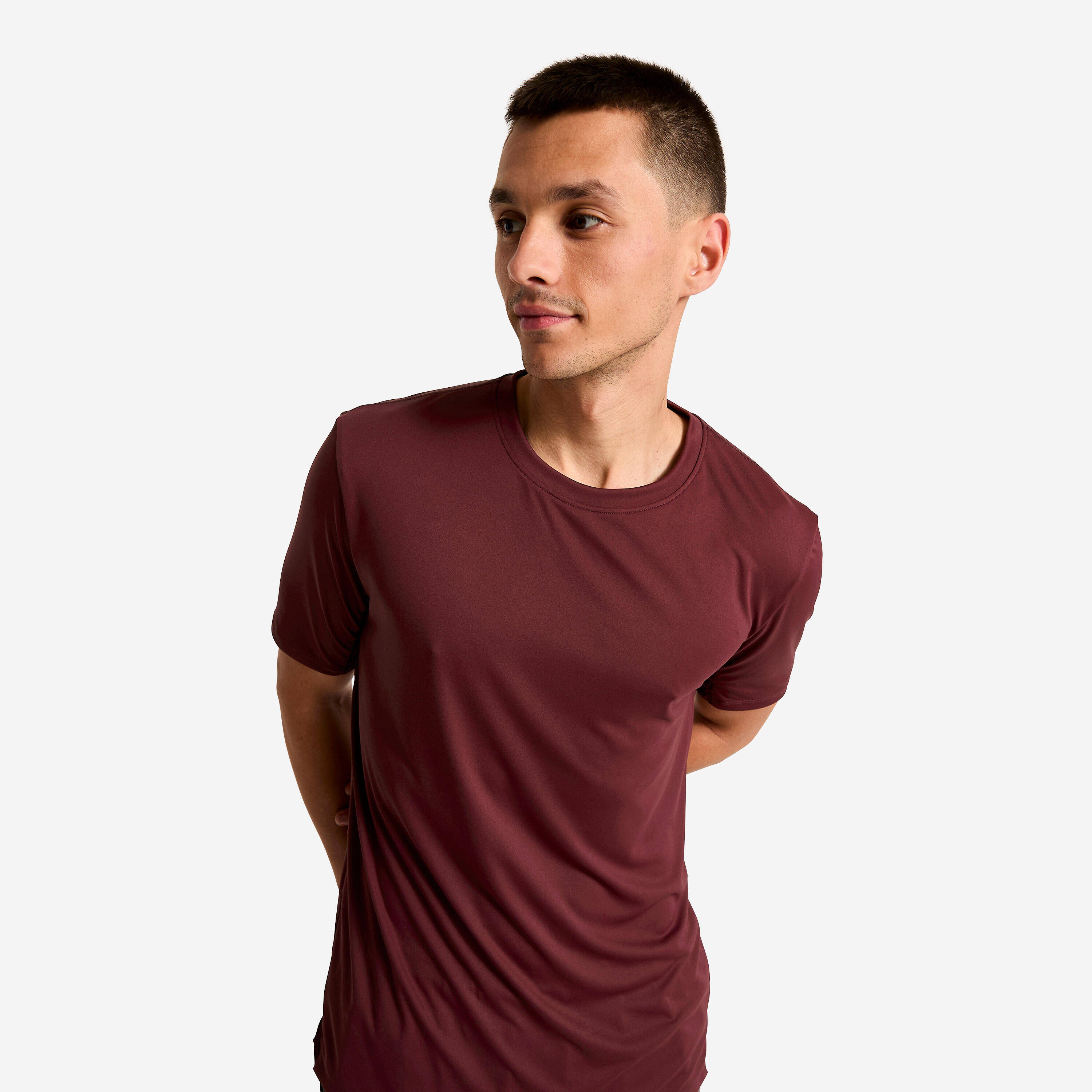 Men's Short-Sleeved Crew Neck Breathable Fitness T-Shirt - Burgundy Purple -  5