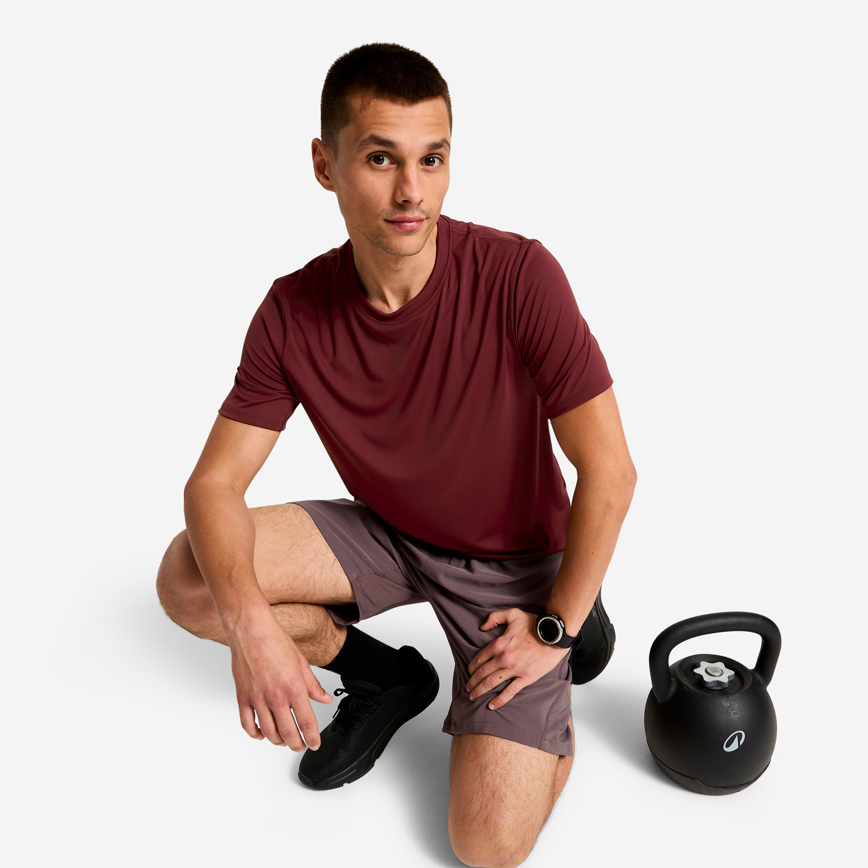 Camiseta manga corta Fitness 100% poliéster Hombre burdeos 6/6