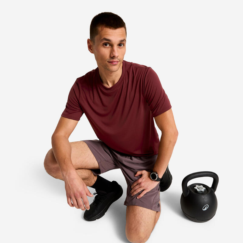 Tricou fitness respirant, guler rotund mov Bărbați
