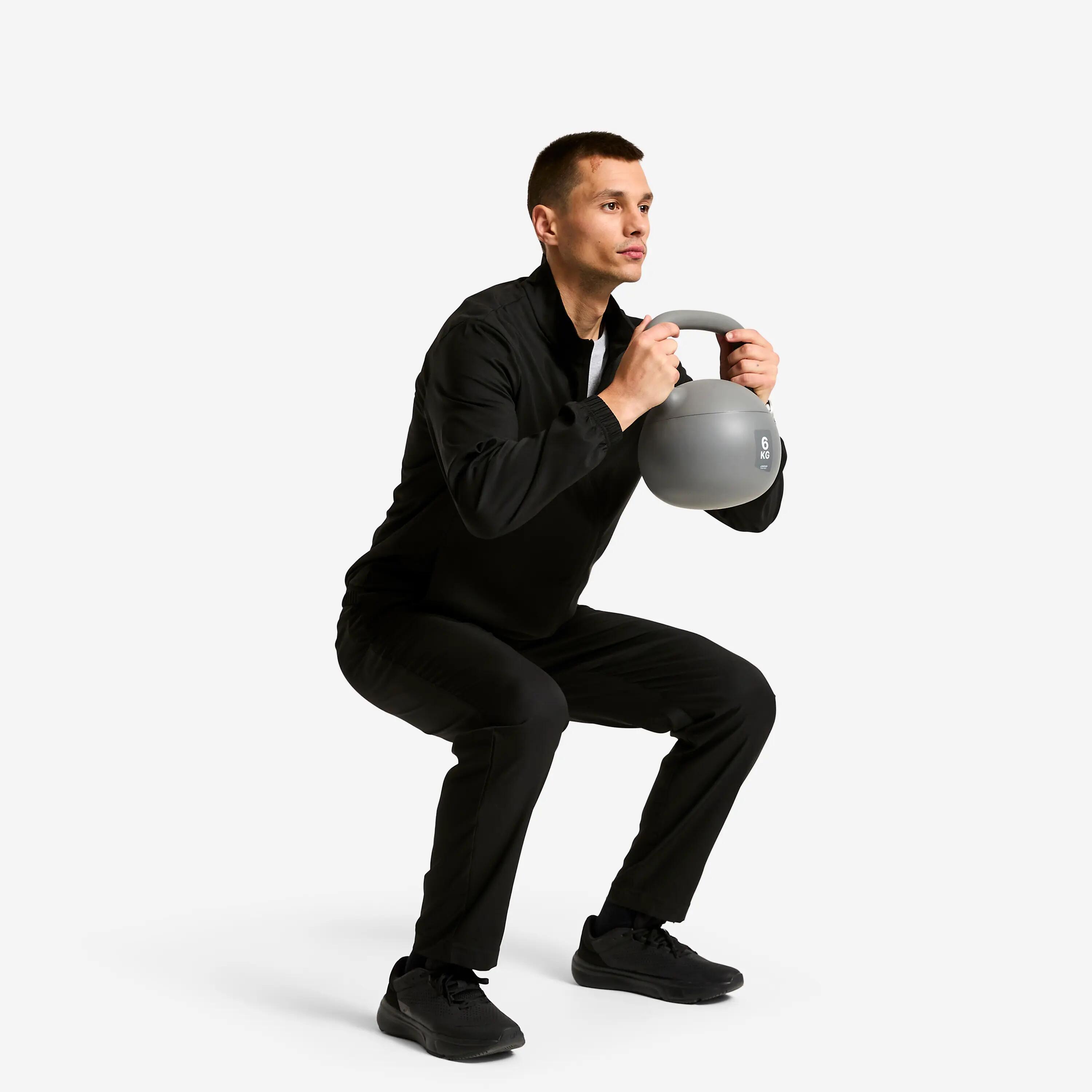 Felpa uomo palestra con zip leggera nera 6/9