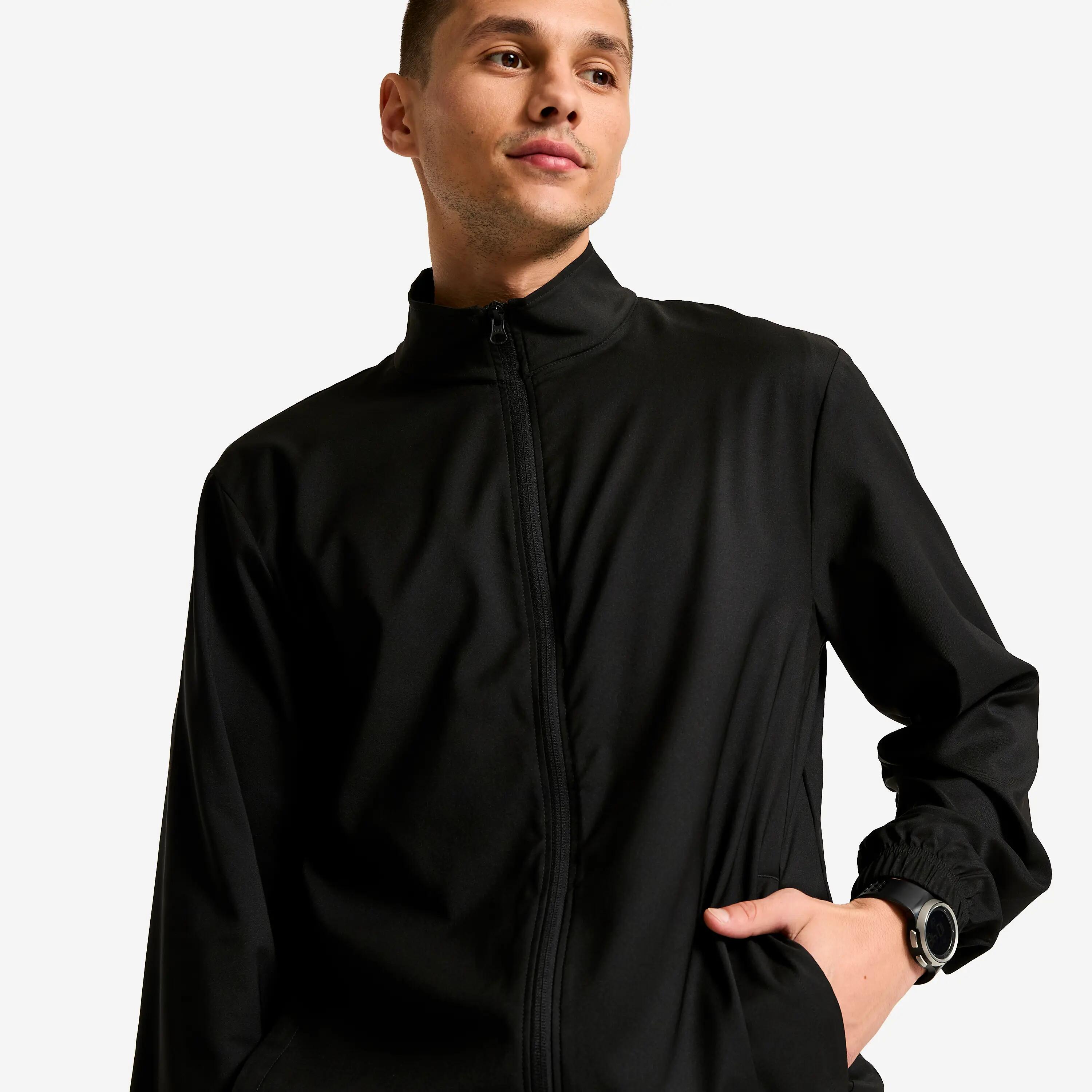 Felpa uomo palestra con zip leggera nera 4/9