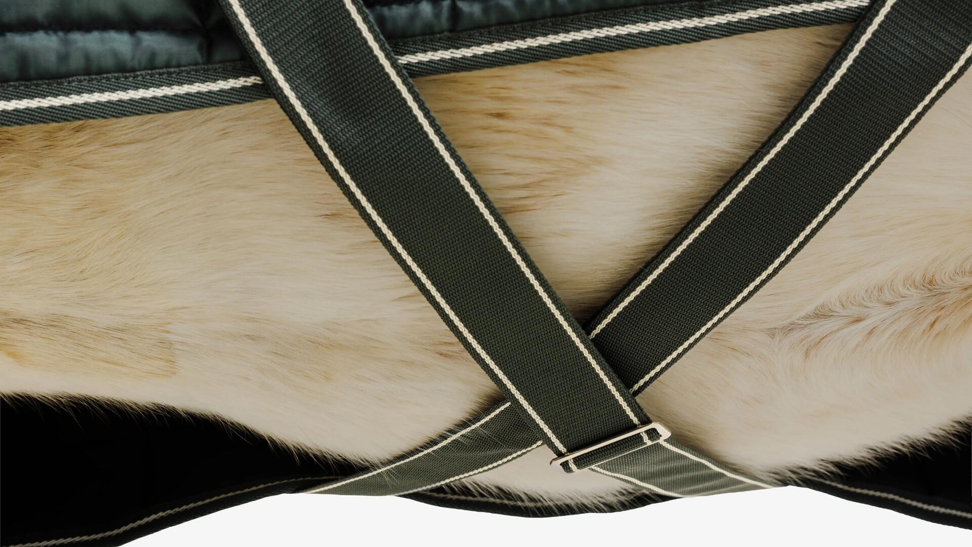 sangles d'attache ventrales sur une couverture d'équitation