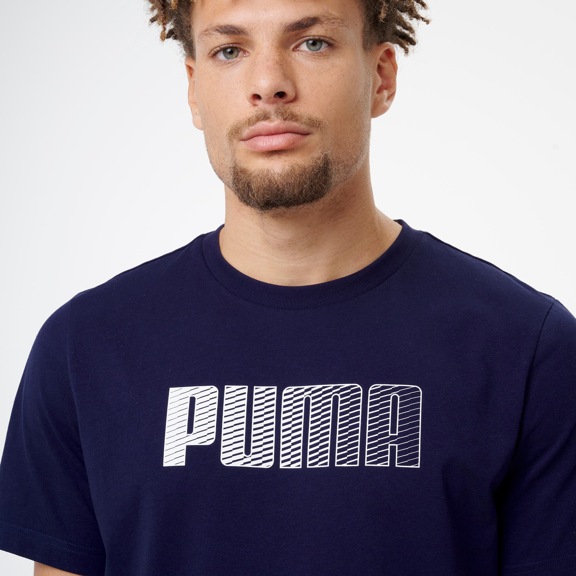 T-shirt Puma uomo palestra regular fit cotone blu 3/6