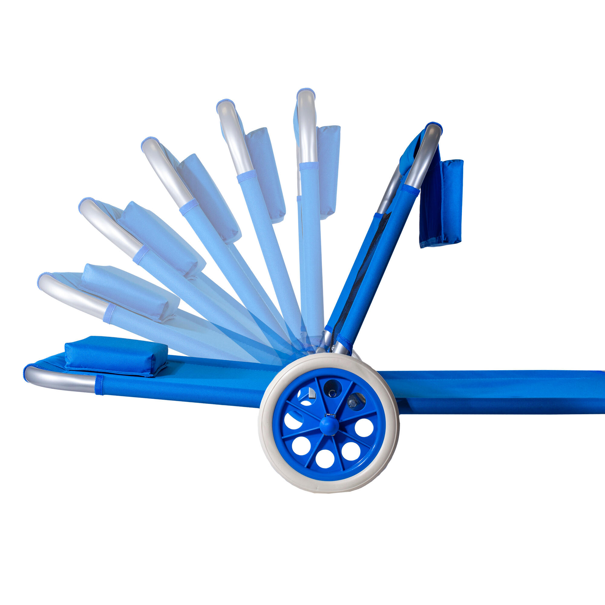 Lettino spiaggia con ruote multifunzione reclinabile 150x52x62 cm 5/9