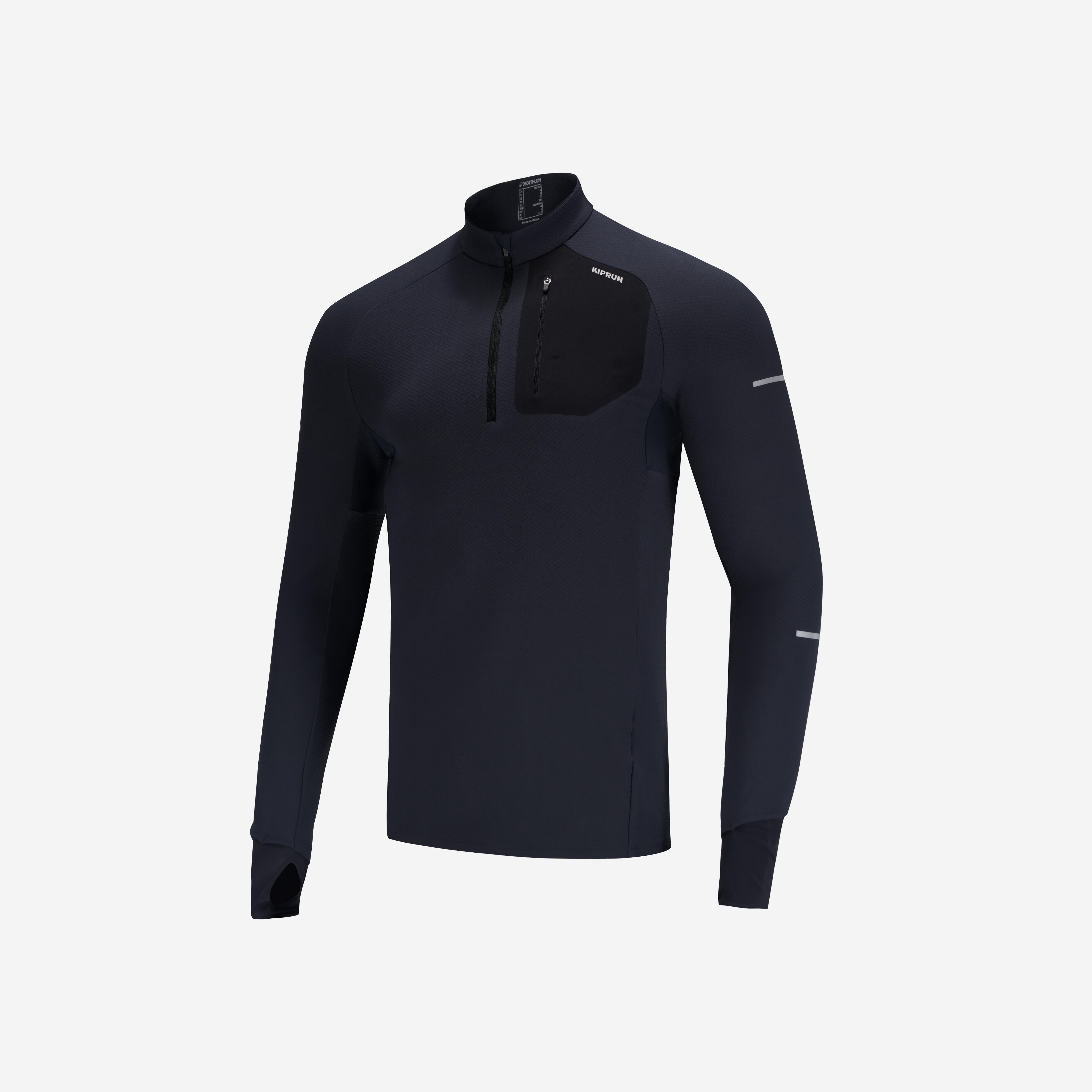 KIPRUN Pánske bežecké tričko Run 900 Warm s dlhým rukávom a 1/2 zipsom hrejivé čierne 2XL · záber 9