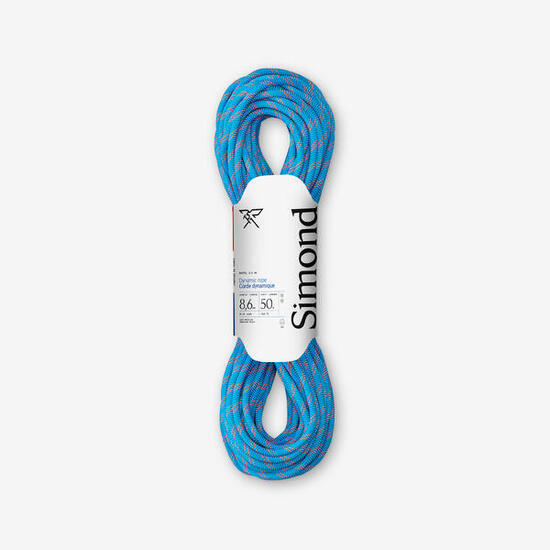 Corde à double d'escalade et d'alpinisme 8.6 mm x 50 m - rappel 8.6 bleu