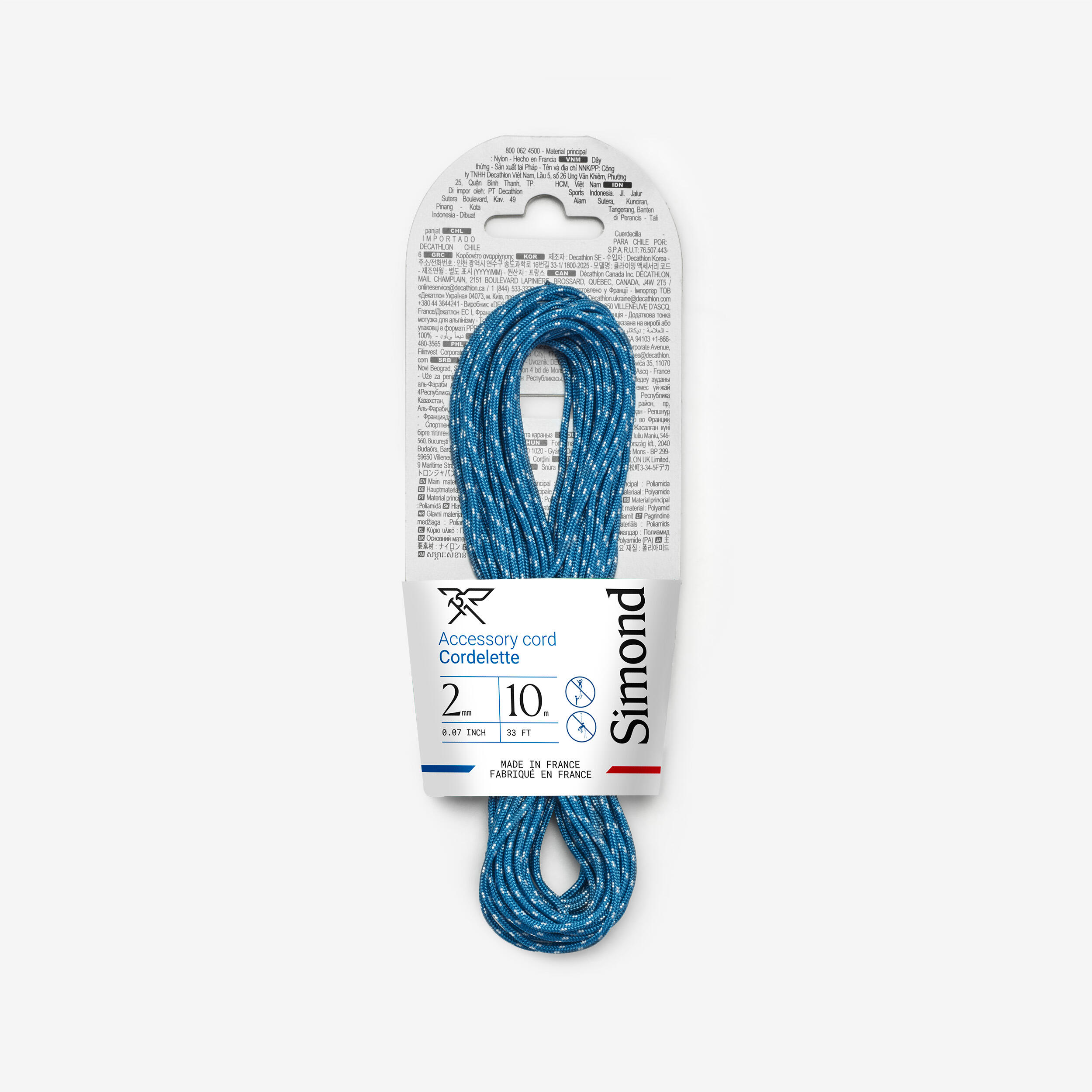 Cordelină Escaladă/Alpinism 2 mm x 10 m Albastru