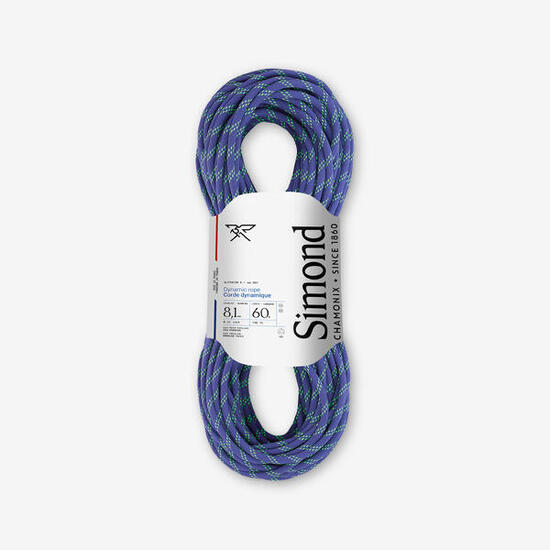 Corde à double d'escalade et d'alpinisme - rappel alpinism 8.1 mm x 60m bleu