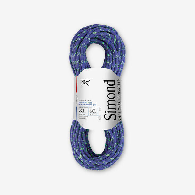 Halbseil Zwillingsseil 8,1 mm × 60 m - Alpinism blau