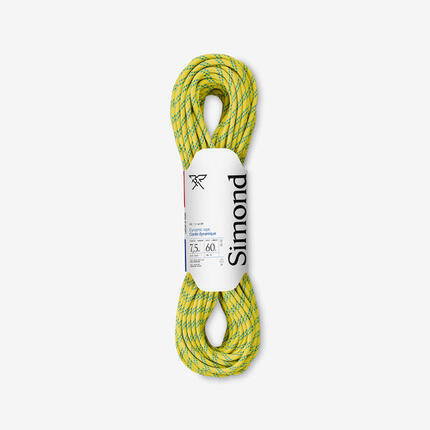 Corde à double d'escalade et d'alpinisme - rappel ice 7.5 mm x 60m jaune