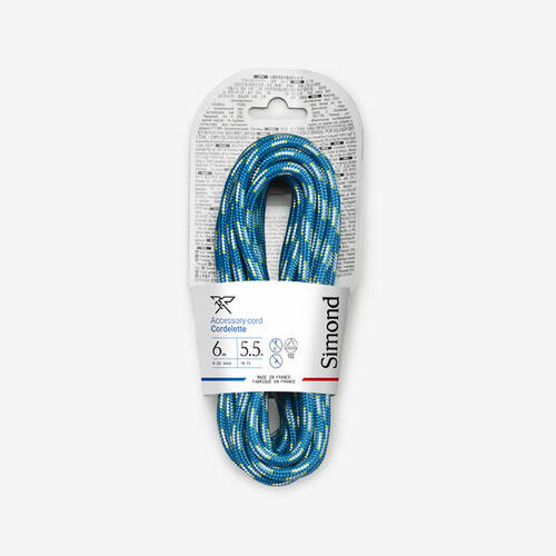 Cordelette d'escalade et d'alpinisme 6 mm x 5,5 m - Bleu