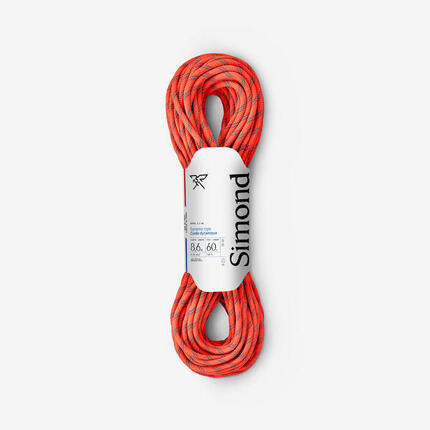 Corde à double d'escalade et d'alpinisme 8.6 mm x 60 m - rappel 8.6 orange