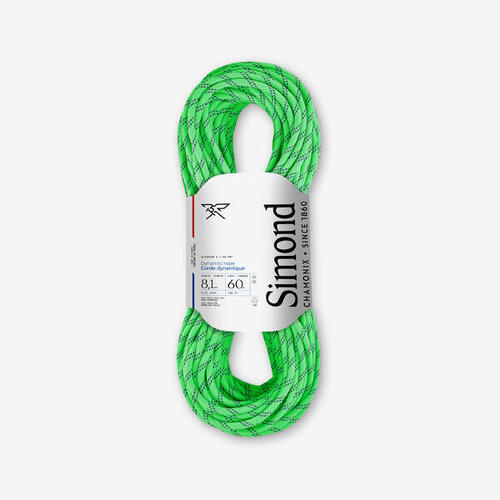 Corde à double d&#039;escalade et d&#039;alpinisme -  rappel alpinism 8.1 mm x 60m verte