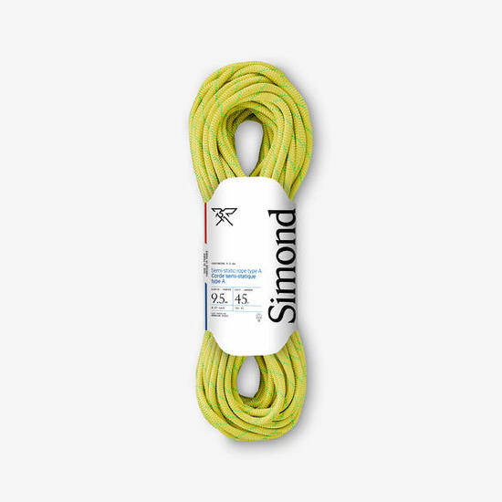 Corde semi-statique canyoning type a canyon 9,5 mm x 45 m