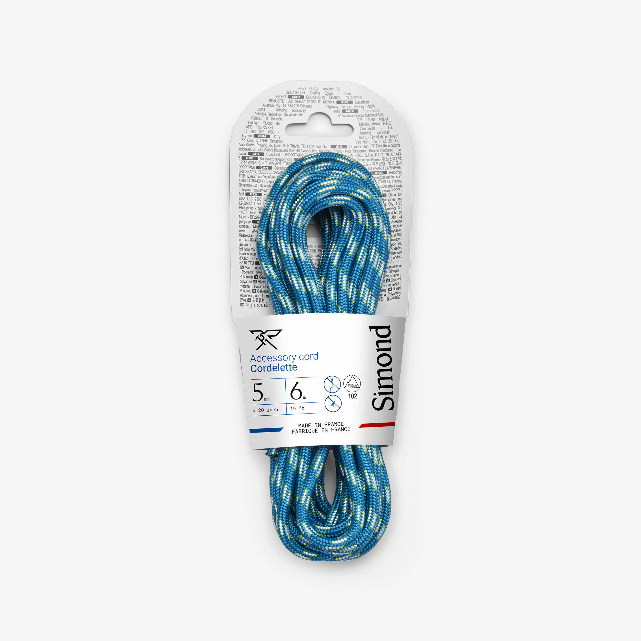 5 mm x 6 m - Accessory Carrying Cord for Climbing Blue -  1