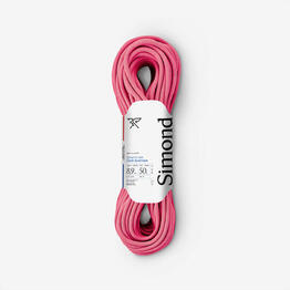 CORDE DRY TRIPLE NORME D&#039;ESCALADE ET D&#039;ALPINISME  8.9 mm x 50 m - EDGE DRY ROSE