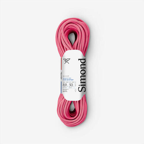 CORDE DRY TRIPLE NORME D'ESCALADE ET D'ALPINISME 8.9 mm x 50 m - EDGE DRY ROSE