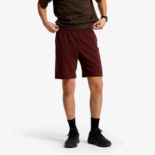 Men's Breathable Fitness Shorts with Zip-Up Pockets - Burgundy