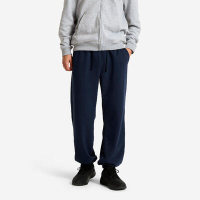 Pantaloni tuta uomo regular fit felpati con tasche con zip neri