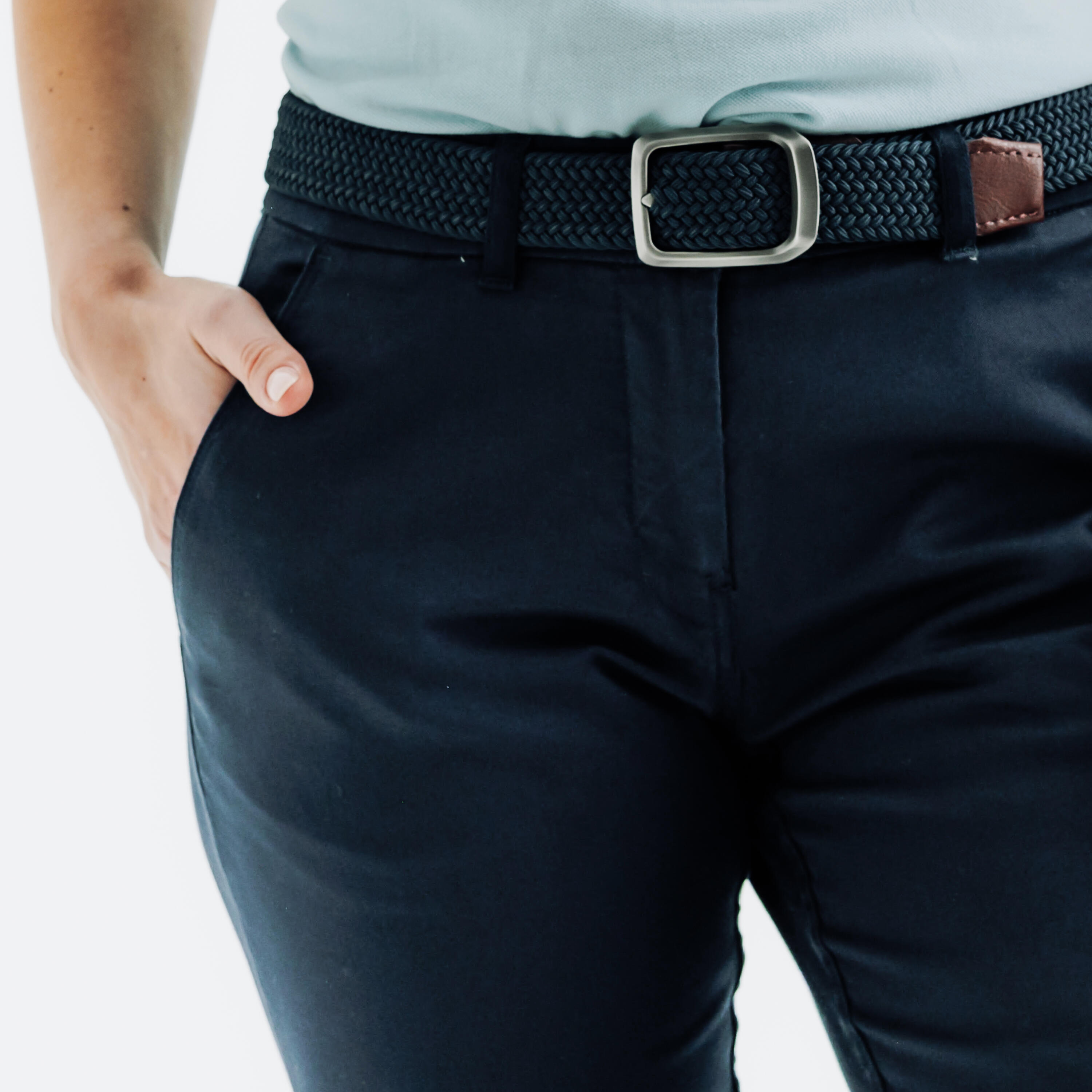 Pantalon chino de golf coton femme, MW500 bleu marine 3/5
